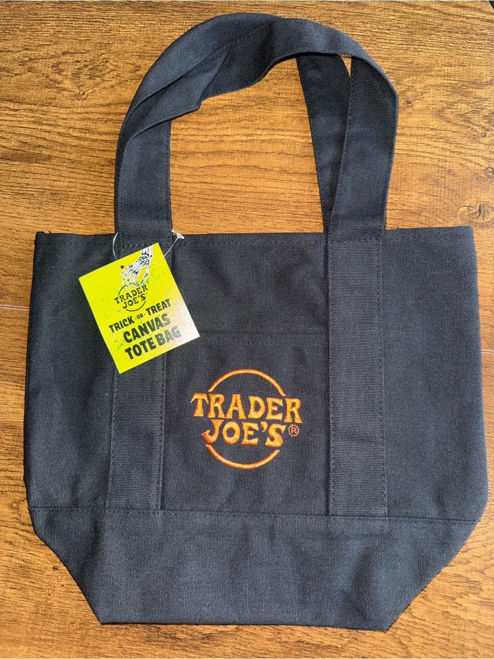 Black Canvas Tote Bag with Orange Logo NWT